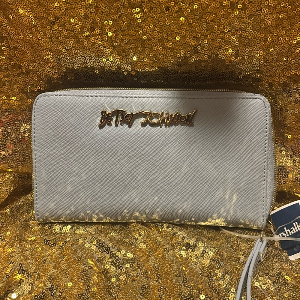 NWT Betsey Johnson Zip Around Powder Blue WALLET